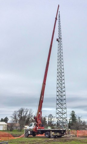 Crane assisted tower construction for the city of Walla Walla